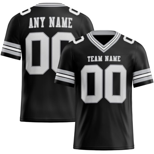Custom Black White-Gray Authentic Football Jersey