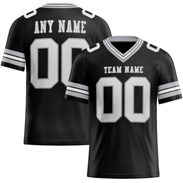 Custom Black White-Gray Authentic Football Jersey