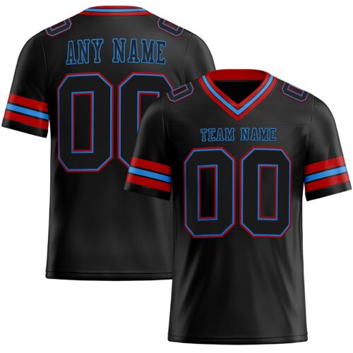 Black1708 Custom Black Powder Blue-Red Authentic Football Jersey