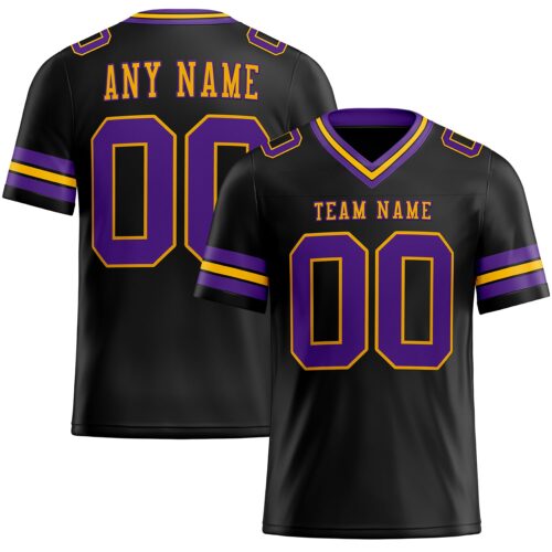 Custom Black Purple-Gold Authentic Football Jersey