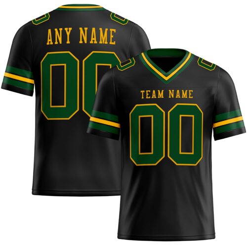 Black1718 Custom Black Green-Gold Authentic Football Jersey