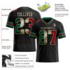 Custom Black Vintage Mexican Flag Kelly Green Red-City Cream Authentic Football Jersey