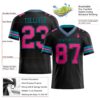 Custom Black Pink-Teal Authentic Football Jersey