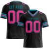 Custom Black Pink-Teal Authentic Football Jersey