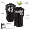 Custom Black White Pinstripe Gray Authentic Sleeveless Baseball Jersey