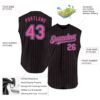 Custom Black Pink Pinstripe Light Blue Authentic Sleeveless Baseball Jersey