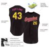 Custom Black Pink Pinstripe Neon Yellow Authentic Sleeveless Baseball Jersey