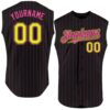 Custom Black Pink Pinstripe Neon Yellow Authentic Sleeveless Baseball Jersey