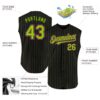 Custom Black Neon Green Pinstripe Pink Authentic Sleeveless Baseball Jersey