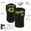 Custom Black Neon Green Pinstripe Light Blue Authentic Sleeveless Baseball Jersey