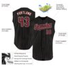 Custom Black Cream Pinstripe Crimson Authentic Sleeveless Baseball Jersey