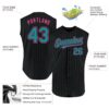 Custom Black Teal Pinstripe Pink Authentic Sleeveless Baseball Jersey
