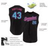 Custom Black Sky Blue-Pink Authentic Sleeveless Baseball Jersey