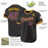 Custom Black Purple-Gold Authentic Throwback Baseball Jersey