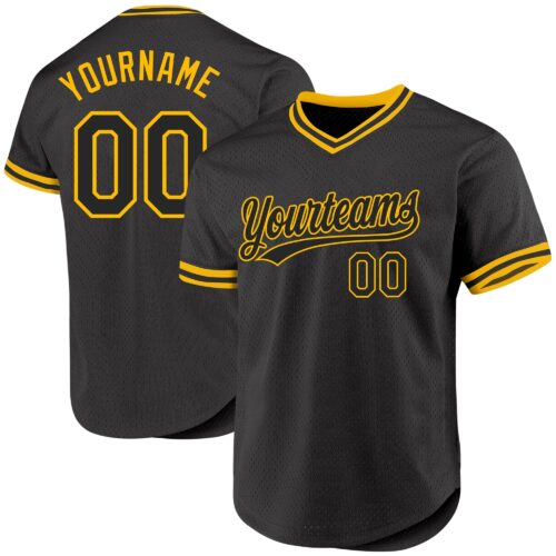 Black1879 Custom Black Gold Authentic Throwback Baseball Jersey