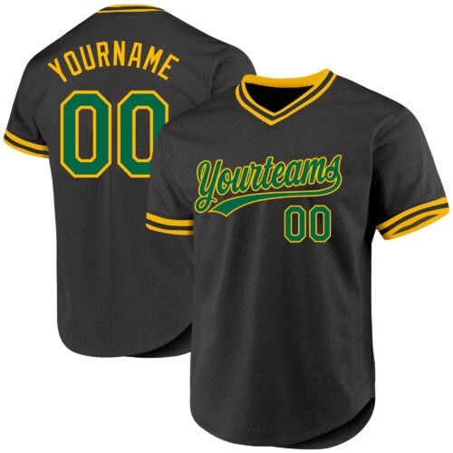 Black1880 Custom Black Kelly Green-Gold Authentic Throwback Baseball Jersey