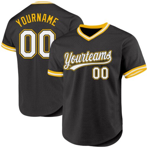 Black1882 Custom Black White-Gold Authentic Throwback Baseball Jersey