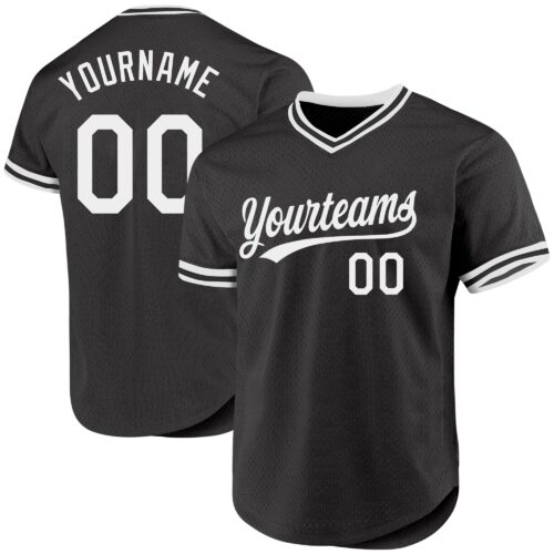 Black1893 Custom Black White Authentic Throwback Baseball Jersey