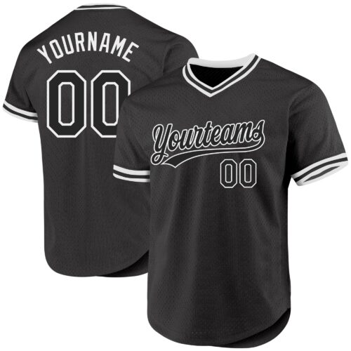 Black1894 Custom Black White Authentic Throwback Baseball Jersey