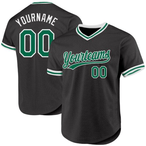 Black1895 Custom Black Kelly Green-White Authentic Throwback Baseball Jersey