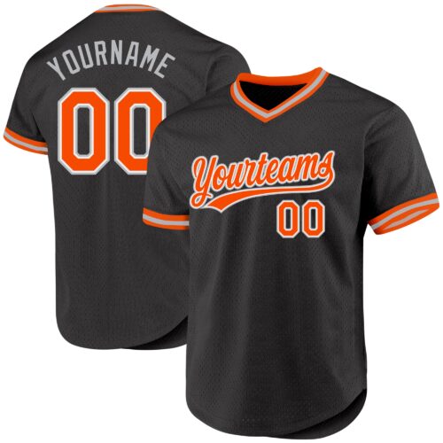 Black1899 Custom Black Orange-Gray Authentic Throwback Baseball Jersey