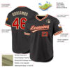 Custom Black Red-Cream Authentic Throwback Baseball Jersey