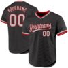 Custom Black Gray-Red Authentic Throwback Baseball Jersey