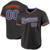 Custom Black Blue-Orange Authentic Throwback Baseball Jersey