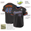 Custom Black Blue-Orange Authentic Throwback Baseball Jersey