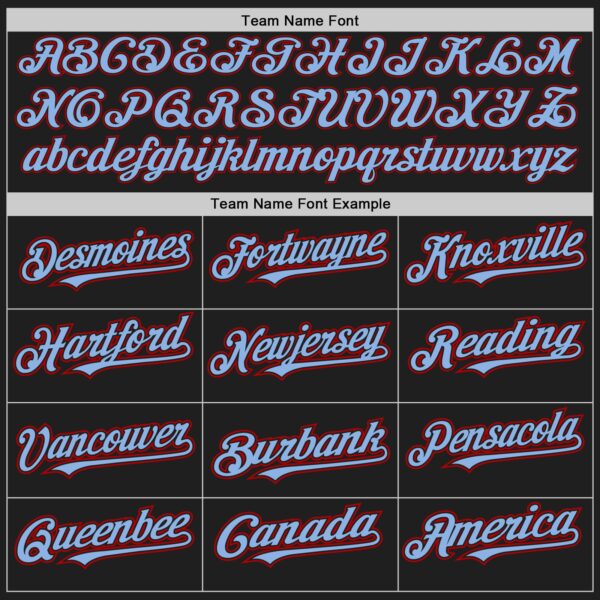 Custom Black Light Blue Pinstripe Red Authentic Baseball Jersey