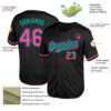 Custom Black Pink-Aqua Mesh Authentic Throwback Baseball Jersey
