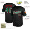 Custom Black Kelly Green-Red Mesh Authentic Throwback Baseball Jersey