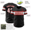 Custom Black White-Red Authentic Baseball Jersey