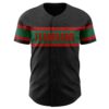 Custom Black Kelly Green-Red Authentic Baseball Jersey