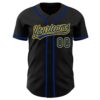 Custom Black Royal-Yellow Authentic Baseball Jersey