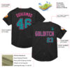 Custom Black Teal-Pink Mesh Authentic Throwback Baseball Jersey