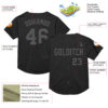 Custom Black Steel Gray Mesh Authentic Throwback Baseball Jersey