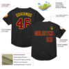 Custom Black Maroon-Gold Mesh Authentic Throwback Baseball Jersey
