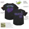 Custom Black Purple-Light Blue Mesh Authentic Throwback Baseball Jersey
