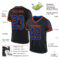 Black2238-1 Custom Black Royal-Orange Mesh Authentic Throwback Football Jersey