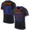 Black2238 Custom Black Royal-Orange Mesh Authentic Throwback Football Jersey