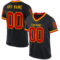 Black2249 Custom Black Red-Gold Mesh Authentic Throwback Football Jersey