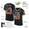 Black2253-1 Custom Black Vintage USA Flag-Cream Mesh Authentic Throwback Football Jersey