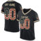Black2253 Custom Black Vintage USA Flag-Cream Mesh Authentic Throwback Football Jersey