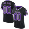 Custom Black Purple-White Mesh Authentic Throwback Football Jersey
