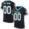 Black2258 Custom Black White-Teal Mesh Authentic Throwback Football Jersey