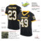 Black2261-1 Custom Black White-Gold Mesh Authentic Throwback Football Jersey