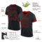 Black2262-1 Custom Black Red Mesh Authentic Throwback Football Jersey