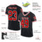 Black2270-1 Custom Black Red-White Mesh Authentic Throwback Football Jersey