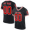 Black2270 Custom Black Red-White Mesh Authentic Throwback Football Jersey